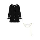 Long-sleeve Button-up Mini A-line Dress Black - One Size
