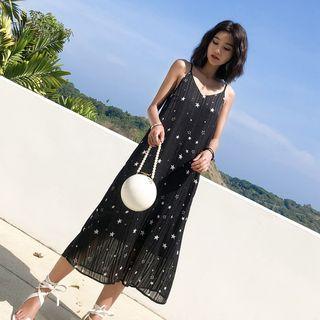 Star Strappy A-line Midi Dress