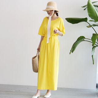 Tie-waist Maxi T-shirt Dress