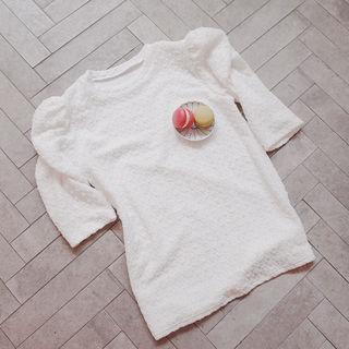 Shirred-sleeve Textured Top