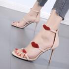 Rhinestone Lip Applique High-heel Sandals