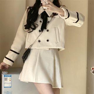 Set: Cropped Double-breasted Jacket + Mini A-line Skirt