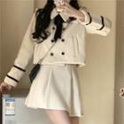 Set: Cropped Double-breasted Jacket + Mini A-line Skirt