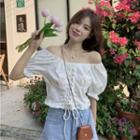 Short-sleeve Off Shoulder Top White - One Size