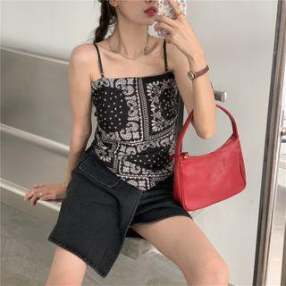 Paisley Print Camisole Top Black - One Size