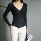 Wrap-front Ribbed Top
