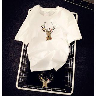 Couple Matching Short-sleeve Deer Print T-shirt