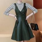 Set: Stripe Long-sleeve T-shirt + Sleeveless Dress