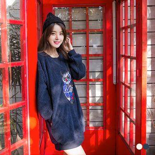 Owl Graphic Pile Pullover Dress