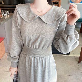 Sailor-collar Maxi Sweatshirt Dress
