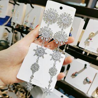 Rhinestone Snowflake Dangle Earring 1 Pair - Silver - One Size