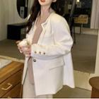 Mock Two-piece Double-breasted Blazer White - One Size