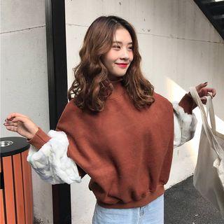 Mock-turtleneck Color Block Panel Sweatshirt