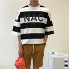 Letter-printed Boxy Striped T-shirt