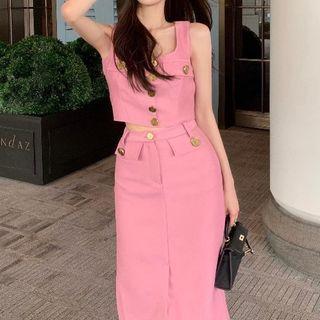 Button-up Tank Top / Midi Skirt