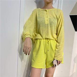 Button Long-sleeve T-shirt / Shorts