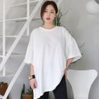 3/4-sleeve Oversized T-shirt Ivory - One Size