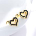 Heart Sterling Silver Earring 1 Pair - Black & Gold - One Size