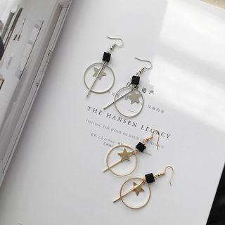 Wooden Cube Star Hoop Earring