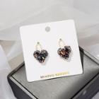 Heart Lock Rhinestone Alloy Dangle Earring E2852-2 - 1 Pair - Gold & Black - One Size