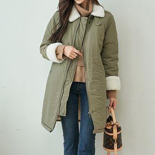 Sherpa-fleece Trim Zip-up Safari Coat