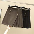 Double-breasted Asymmetrical Mini A-line Skirt