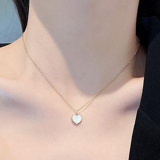 Heart Acrylic Pendant Alloy Choker Gold - One Size