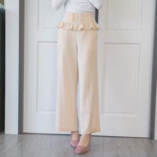 Frill Beaded Wide-leg Pants