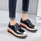 Patent Lace-up Platform Wedge Shoes