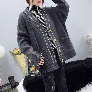 V-neck Pig Print Cardigan