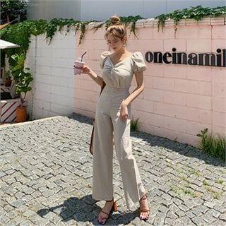 Zip-side Linen Blend Pants