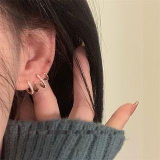 Rhinestone Hoop Ear Cuff 1 Pair - Gold - One Size