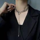 Chunky Chain Alloy Y Choker Silver - One Size