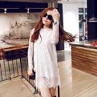 Long-sleeve Frilled Lace Dress