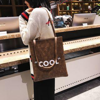 Faux-leather Lettering Shopper Bag