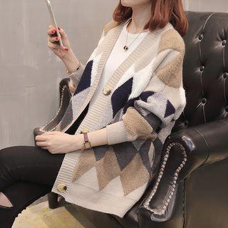Diamond Check Cardigan As Shown In Figure - One Size
