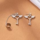 Asymmetrical Key Drop Earring E2339 - 1 Pair - Silver - One Size