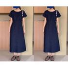 Short-sleeve Denim Long A-line Dress One Size