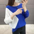 Two Tone Batwing-sleeve Knit Top