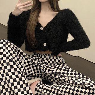Check Straight Leg Pants / Cardigan