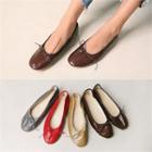 Bow-front Faux-leather Flats