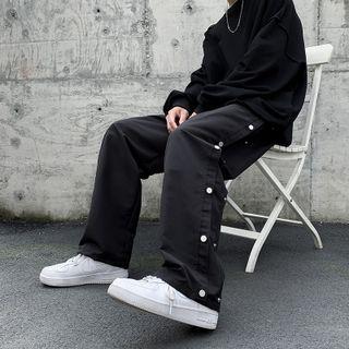 Side Button Straight Leg Pants