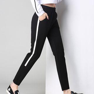 Striped Slim-fit Cropped Harem Pants