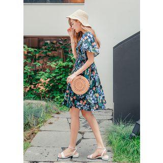 Plus Size Smocked Printed A-line Dress