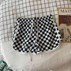 Checkerboard Wide Leg Sweatshorts