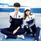 Set: Color-block Baseball Jacket + Pants