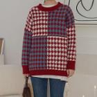 Color-block Houndstooth Sweater
