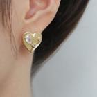 Heart Rhinestone Alloy Earring 1 Pr - Gold - One Size