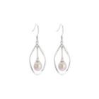 Sterling Silver Simple Geometric Purple Freshwater Pearl Earrings Silver - One Size