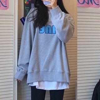 Lettering Embroidered Sweatshirt / Leggings / Plain Top